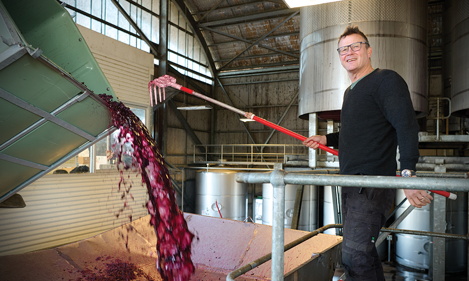 Matt Harrop in the winery